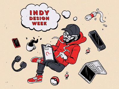 Indy Design Week 2020 - Illustration Throwdown candy cartoon character design coffee comic design drawing hoodie illustration ipad pro iphone macbook pro nintendo nintendo switch pokeball pokemon vans videogames water word bubble