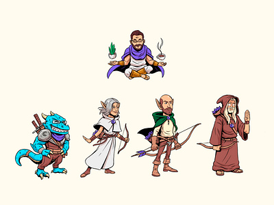 Casted Dungeons and Dragons archer arrow bow cartoon character design coffee comic design dragon dragonborn drawing dungeon dungeon master dungeons and dragons elf illustration monk ranger sorcerer sword
