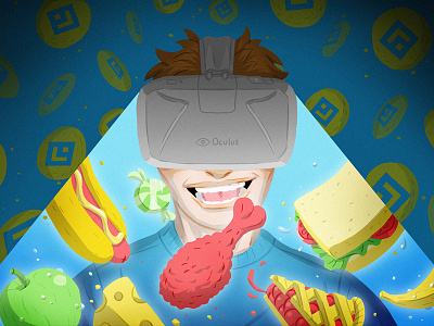 Oculus Eats apple banana character design cheese cookies hotdog illustration oculus rift pie sandwich technology virtual reality