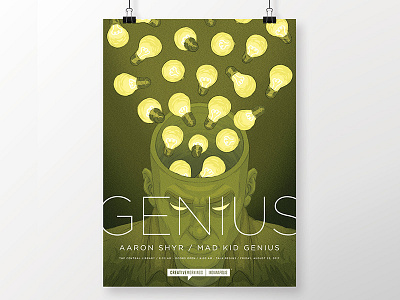 Genius Poster advertisement brain flyer idea illustration intelligent light lightbulb poster smart thinking