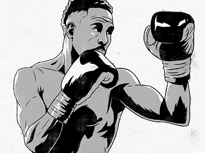 Andre Ward boxer boxing comic fight fighter gloves halftone illustration match ring sports vintage