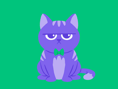 Pod Cat bowtie branding cartoon cat character design clean design comic cute design drawing green grumpy grumpy cat illustration podcast purple