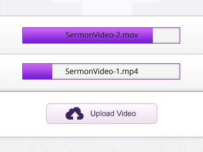 Video Upload Tool button purple sermon video upload