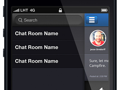 iOS Campfire Chat Panel app campfire chat icon ios ui ux