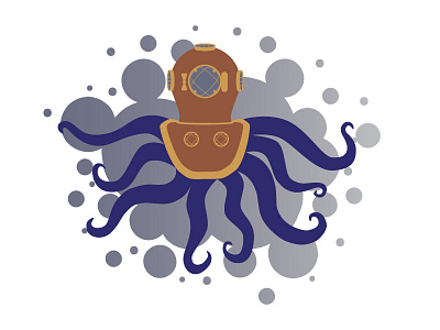 Octonaut animals art debut debut shot design diving hellodribbble illustration ocean octopus scuba scuba diving sea simple