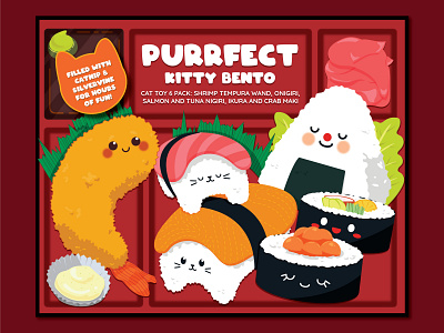 Kitty Bento bento design flat illustration packaging surface design sushi vector