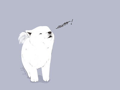 Smol Awoo cute animal dog art dog illustration drawing flat illustration procreate samoyed