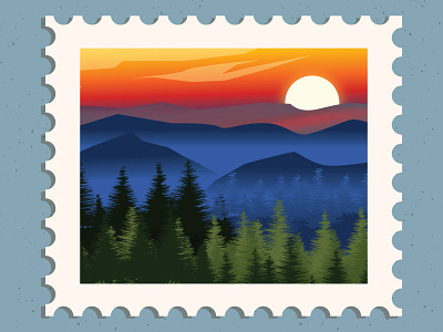 Blue Ridge Mountains Stamp blue illustrator mountains ridge stamp vector warmup weekly