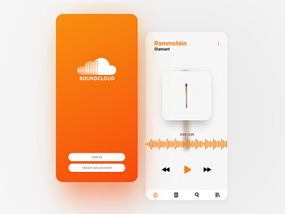 Soundcloud UI Concept android app apple art clean design flat interface ios list material minimal mobile music music app play soundcloud typography ui ux