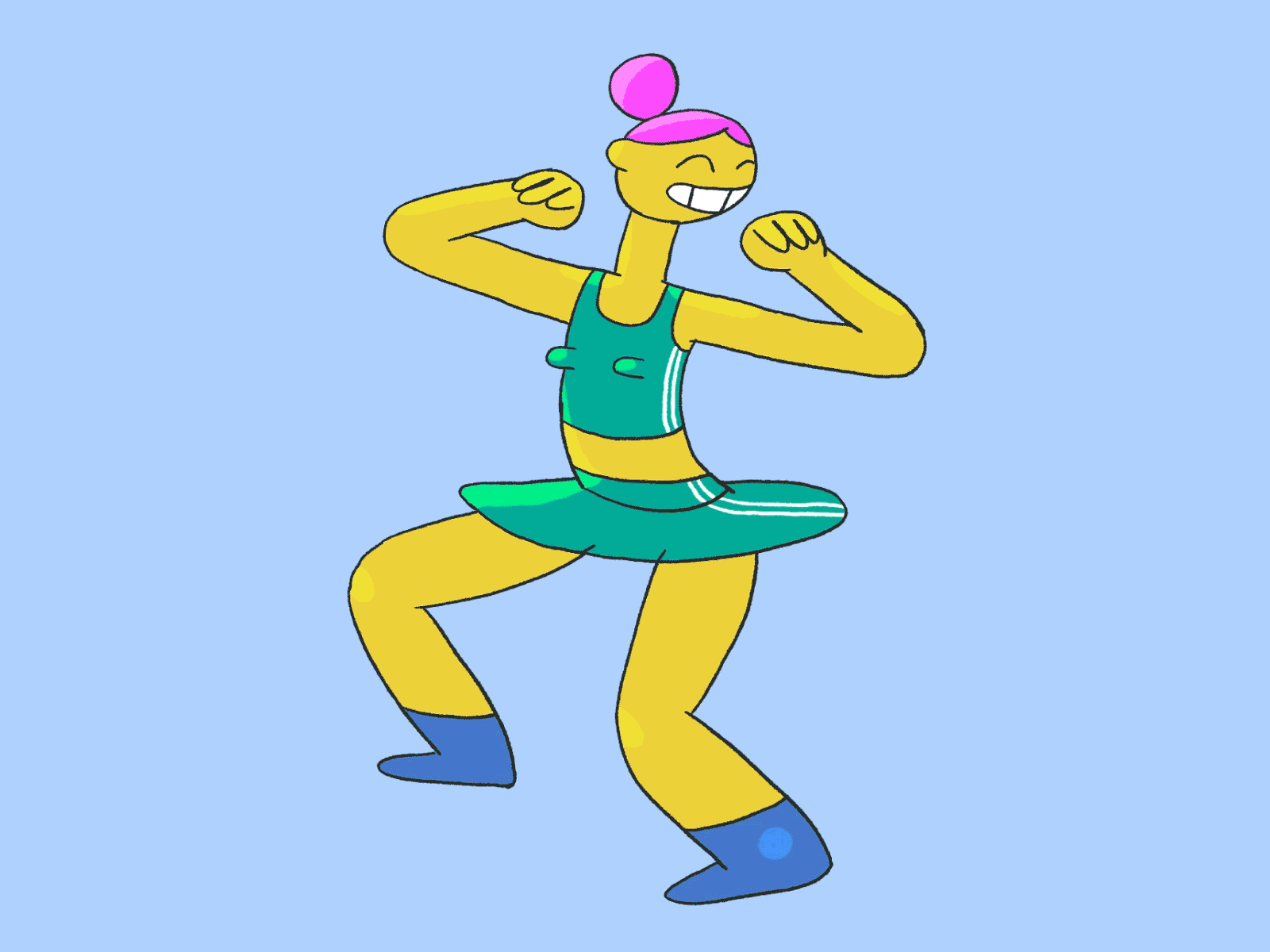 Happy Dance Animation 2d animation animated video art character dance doodle editorial illustration frame by frame fun girl power hand drawn happy illustration party photoshop quarantine sport twerk woman workout