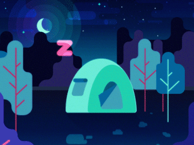 Road Sleep 2d animation adobe illustrator after affects camp design hitchhiker illustration railway sleep tent train travel