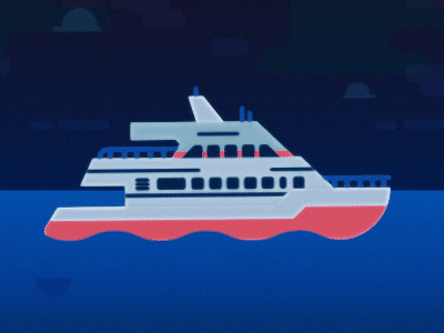 Trip to Georgia 2d animation adobe illustrator after affects animated video art black sea boat design ferry flat illustration ship travel vector