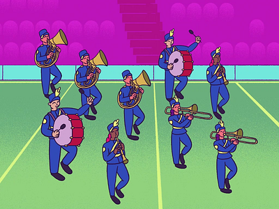Band Director's Paradise — Animated Ads Series 2d animation animated video art cel animation design doodle fail fall fire frame by frame hand drawn hell illustration marching band musical instruments photoshop photoshop animation scream students walkcycle