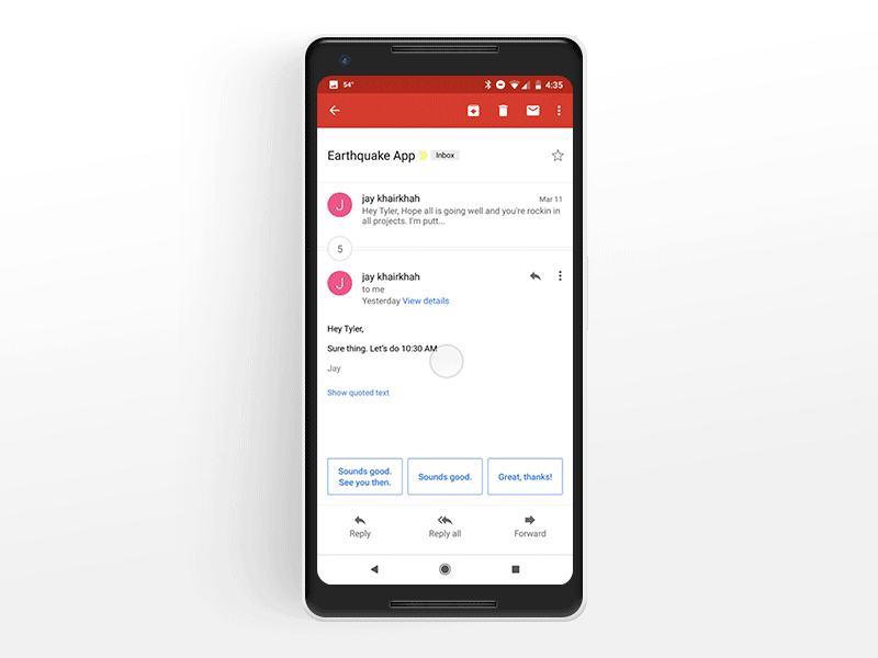 Add a meeting through Gmail android email material material design motion prototype