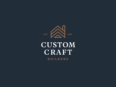 Custom Craft Builders Logo build construction construction logo design gold house line navy remodel