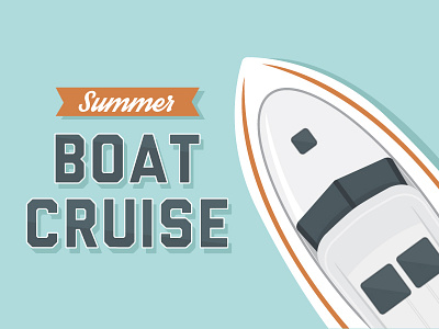 Summer Boat Cruise blue boat cruise illustration lake orange summer type