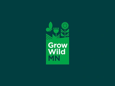 Grow Wild MN bee branding butterflies butterfly flowers geometric green grow illustration logo minnesota mn plants pollinators stacked wild