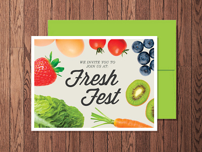 Fresh Fest Invite card envelope festival food fresh fruits invitation invite print veggies