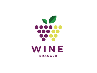 Wine Bragger circle grapes leaf logo wine