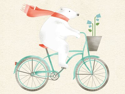 Polar Bear bear bicycle bike illustration polar