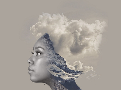 Head in the clouds design digital art double exposure exposure layers photoshop