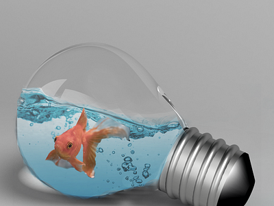 Water Bulb blend design digital art fish layers lightbulb