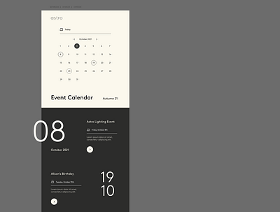 Event Calendar Interface design digital marketing ui