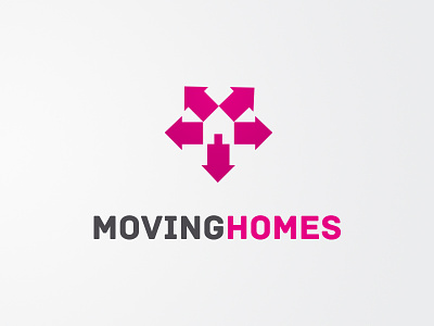 Moving Homes Logo Design arrows grey homes houses identity design logo logo design pink