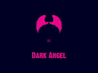 Dark Angel Logo angel hair identity design lips logo design mouth navy negative space pink wings woman