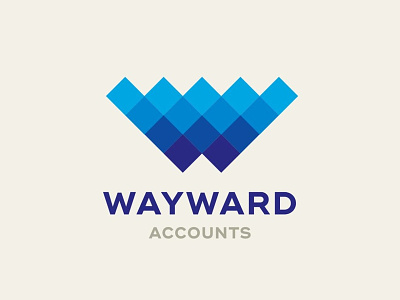 Wayward Accounts Logo Design accounting accounts blue branding identity design logo design squares wave