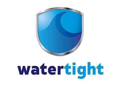 WaterTIght Logo Design blue branding identity design illustration logo design sheild water wave
