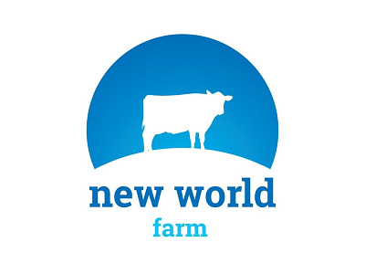 New World Farm logo animal blue branding cow earth eartj farm globe identity design illustration logo design