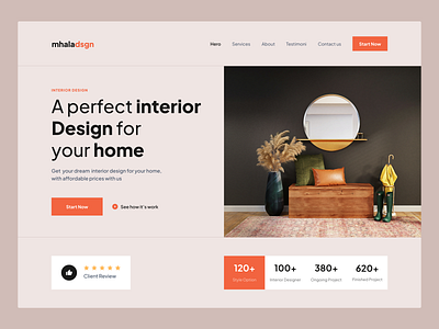 Hero section for interior design landing page design hero section interior design landing page landing page mhala ui ui design ui ux design