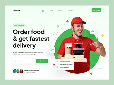 Hero section for Food Delivery landing page