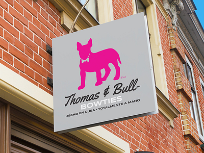 Thomas & Bull Bowties bow ties branding bull dog grey icon logo pink