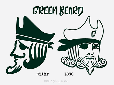 Captain Green Beard Co. branding company design green icon logo patch pirate