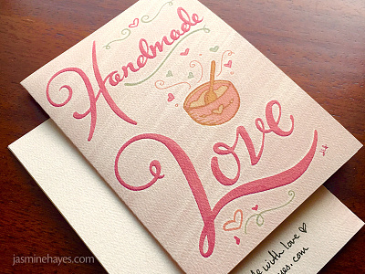 Handmade Love – Valentine's Day Card drawing handlettering handmade illustration ink lettering valentines day watercolor