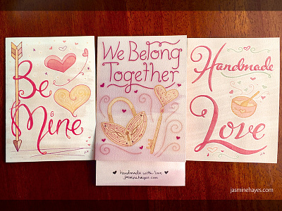 Handmade Valentine's Day Cards drawing handlettering handmade illustration ink lettering valentines day watercolor