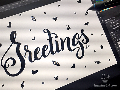 Greetings | Photoshop Lettering brush script digital art digital lettering handlettering illustration lettering ligatures modern script photoshop photoshop lettering