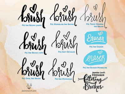 Digital Ink Lettering Brushes for Photoshop & Adobe Sketch by Jasmine ...