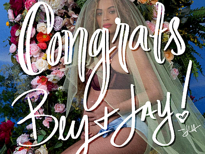 Congrats to Bey & Jay! beyoncé black history month brush script lettering digital lettering hand lettering handlettering jay z lettering pen and ink photoshop lettering pregnant twins