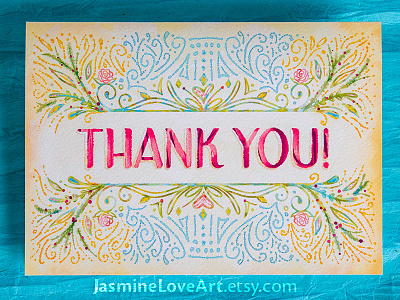 Floral Thank You Card Photo digital art digital lettering etsy fonts greeting cards handlettering illustration lettering modern lettering modern script photoshop lettering