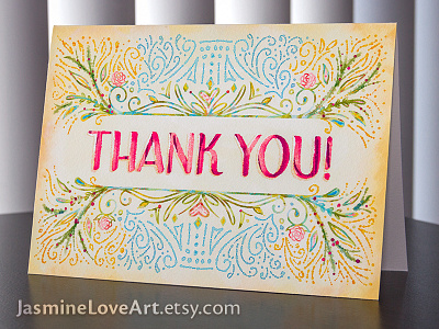 Floral Thank You Card Photo brushes digital art digital lettering etsy fonts greeting cards handlettering illustration lettering modern lettering modern script photoshop lettering