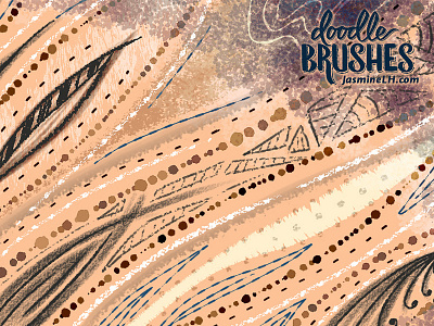 Doodle Brushes | Sample Sheet 2 brush pack brush set color digital art digital painting discount doodle illustration pattern design photoshop photoshop brushes surface pattern design