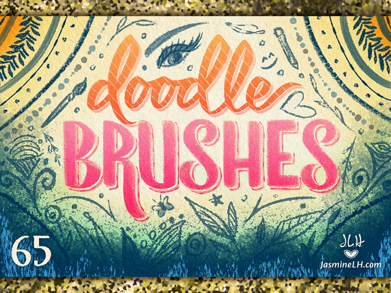 Doodle Brushes | Cover 2 brush script color script lettering digital lettering digital art illustration lettering photoshop texture brush set brush pack photoshop brushes