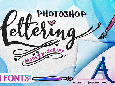 Learn Photoshop Lettering with Fonts! calligraphy digital art digital lettering digital painting drawing fonts hand lettering illustration lettering modern script photoshop photoshop lettering skillshare