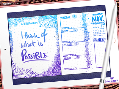 November 2018 Bullet Journal Weekly Log | iPad Pro bullet journal design digital art digital illustration digital painting doodle drawing illustration layout layout design lettering photoshop weekly log