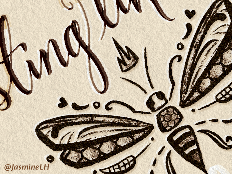 Sting Like A Bee | From Sketch to Finish (Pt. 2) calligraphy brush script photoshop lettering hand lettering adobe sketch sketch digital illustration digital painting digital lettering photoshop drawing digital art lettering illustration