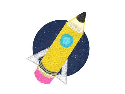 Pencil Rocket Illustration