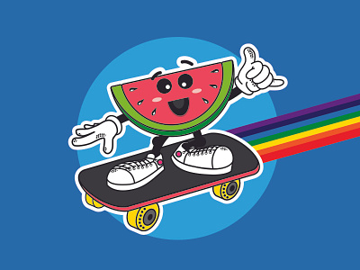 Summertime Shaka color illustration rainbow sketch summer trend watermelon